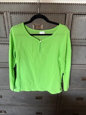 Tommy Hilfiger Swim Lime Green Long Sleeve Henley Top
